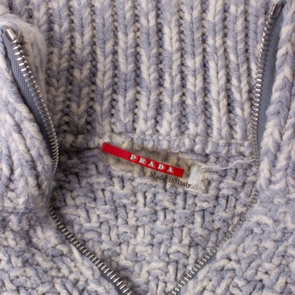 PRADA LIGHT GRAY WOOL CROPPED SWEATER - Picture 6 of 8